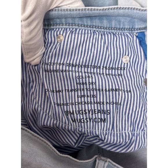 Mugsy Jeans 35 x 34 Mens Slim Tapered Stretch Light Wash Breathable Denim - Picture 8 of 8